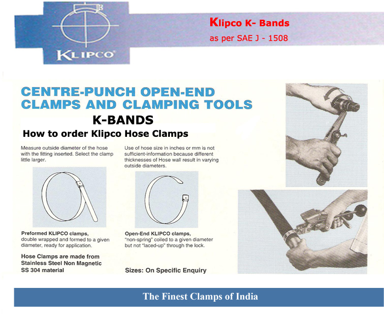 K Bands Center Punch Open End Clamps and Clamping Tools.
